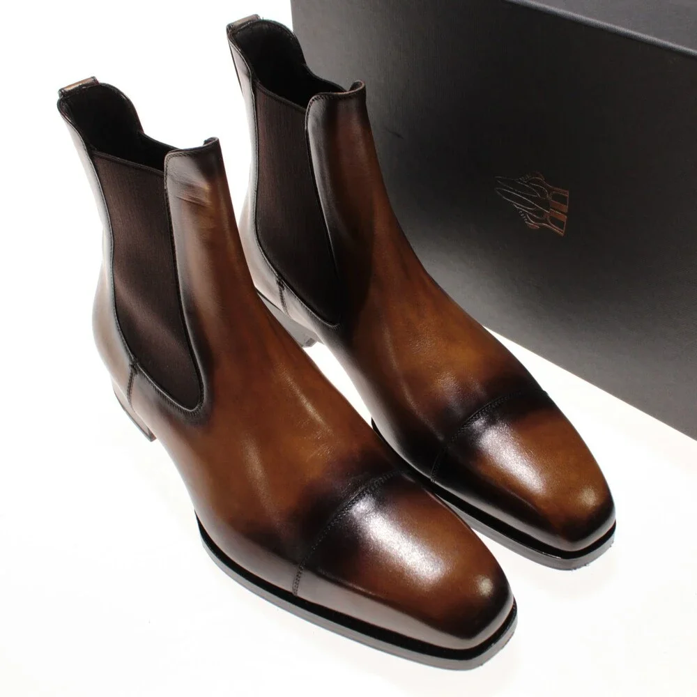 Di Bianco NWB Pull On Chelsea Boots Size 9 US in Brown Leather Made in Italy